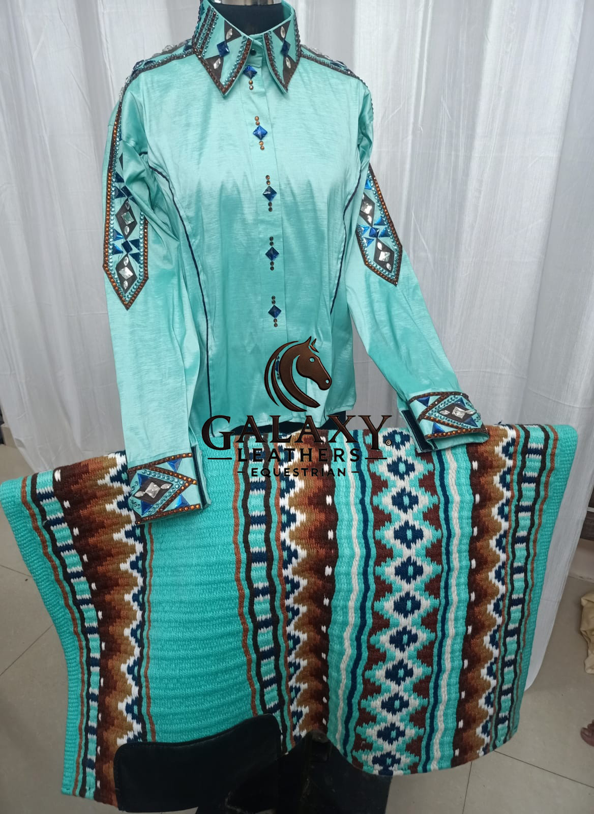 COMBO of Showman Western Shirt with matching Show Pad for Equestrian Shows - Image 4