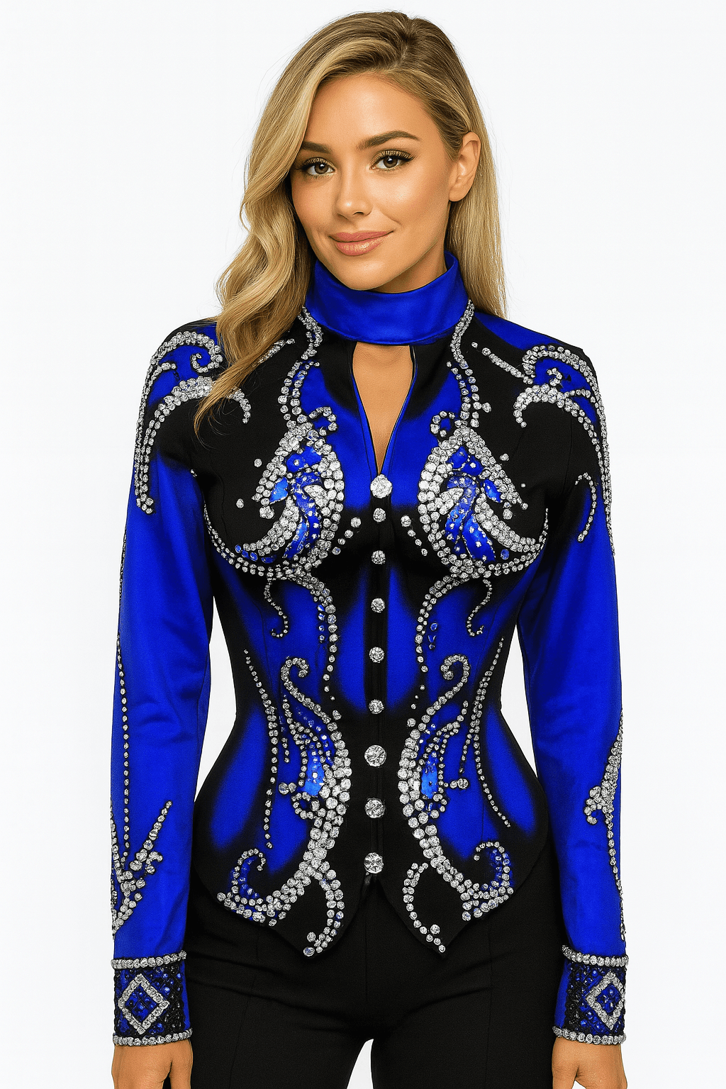 ROYAL BLUE Western Showmanship Jacket/Coat for Women Horse Shows and Riding Wear - Image 11