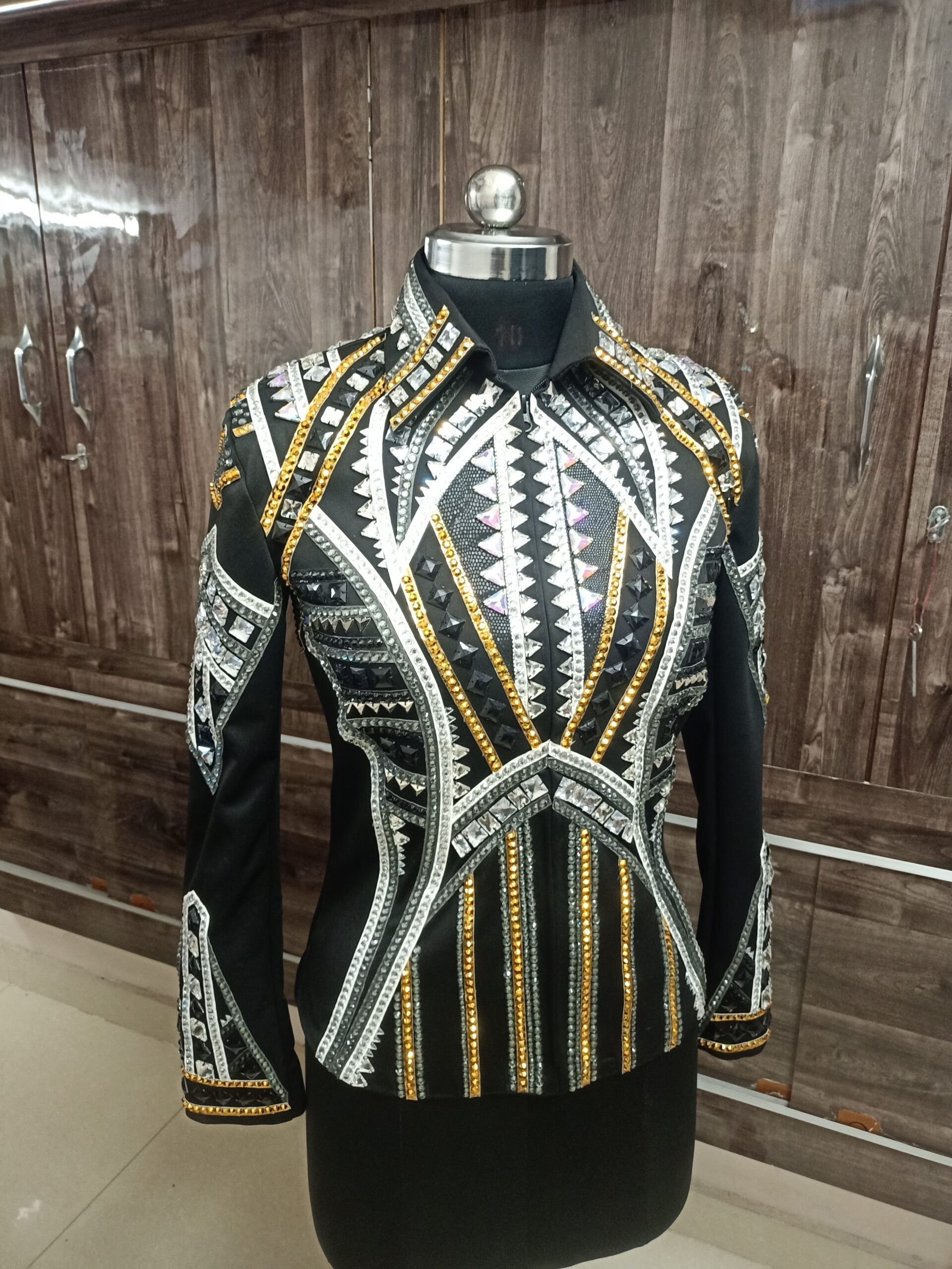 Black & Gold Crystal Show Jacket–Western Horsemanship / Rodeo Competition Jacket - Image 2